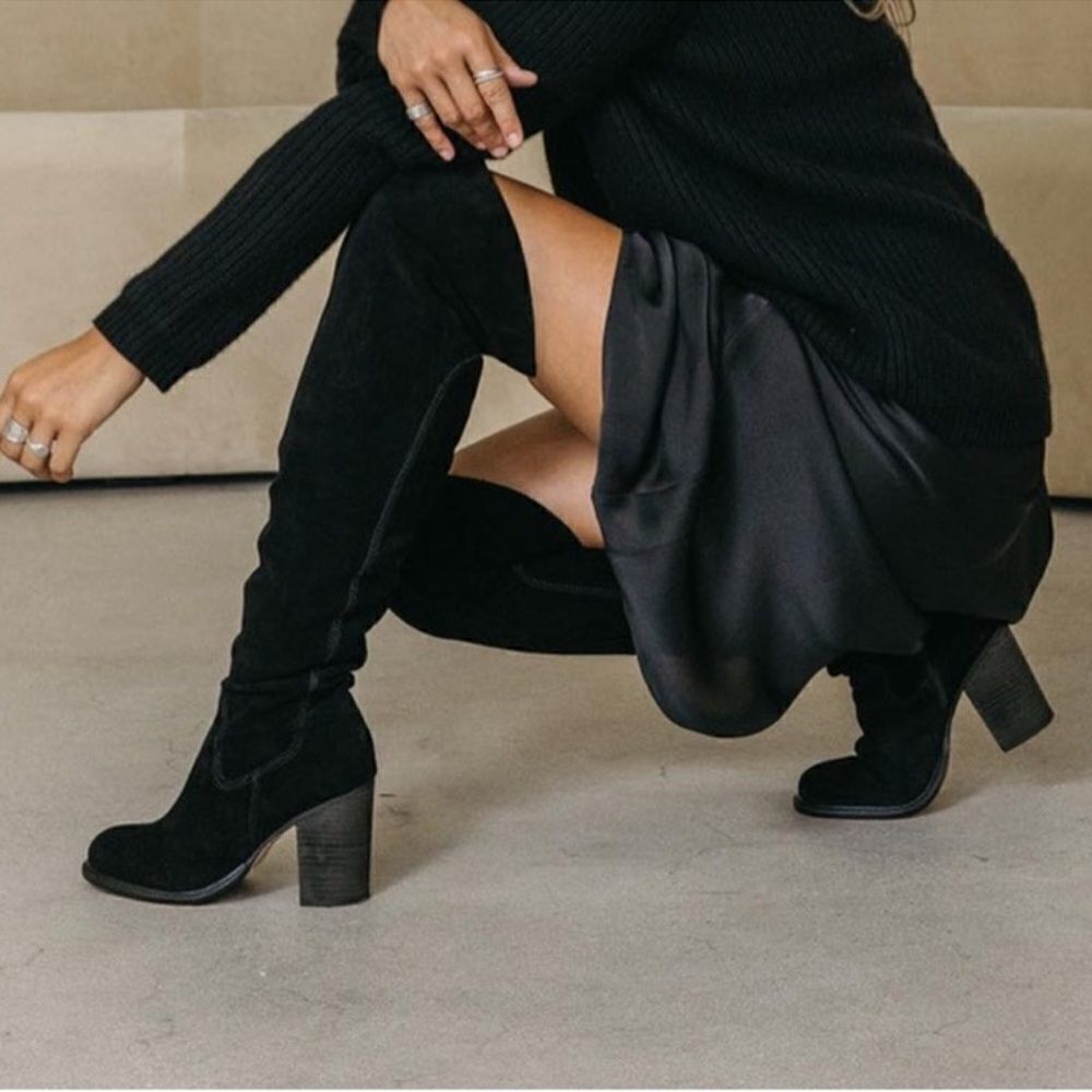 Kelsi Dagger OTK Logan Black Suede Anthropologie Chunky Soles Size 6.5. B87